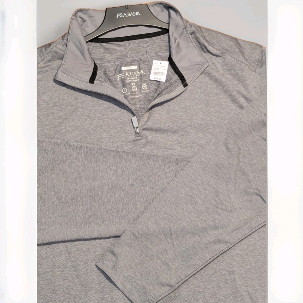 Quiet Luxury Golfcore Athleisure‎ Jos. A. Bank Quarter Zip Pullover New 2X Grey